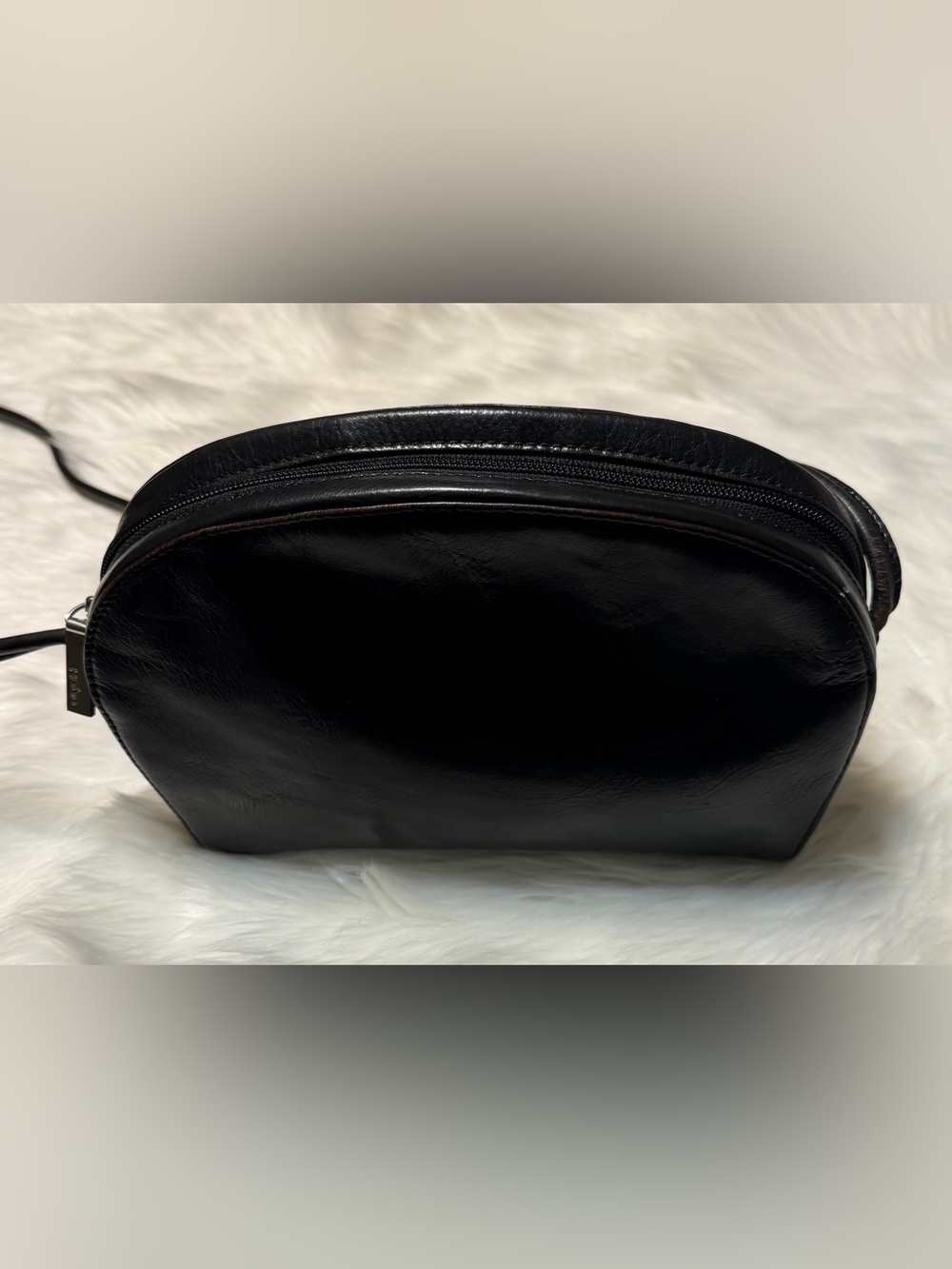HOBO Classic Black Leather Crossbody Bag - Minimalist Everyday Shoulder Bag